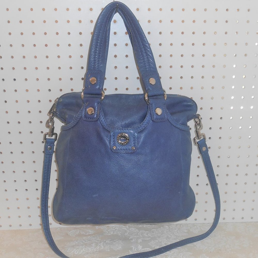 MARC JACOBS BLUE LEATHER TOTALL TURNLOCK CROSSBODY